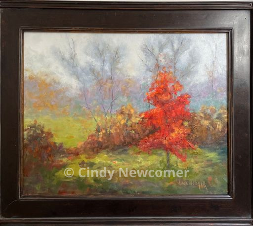 Oil Painting, Showstopper - 16x20 gallery wrapped canvas 1025.00 Fall in the Midwest! I stumbled across this beauty and the contrast between the various grays and the red maple was an image I had to capture!